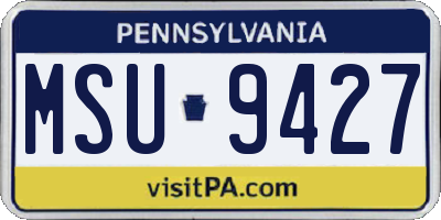PA license plate MSU9427