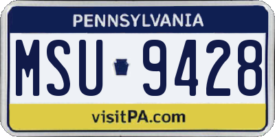 PA license plate MSU9428