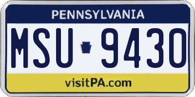 PA license plate MSU9430