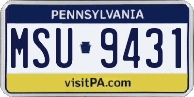 PA license plate MSU9431