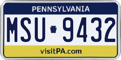 PA license plate MSU9432