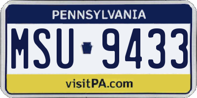 PA license plate MSU9433