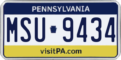 PA license plate MSU9434