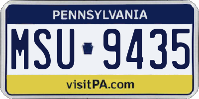 PA license plate MSU9435