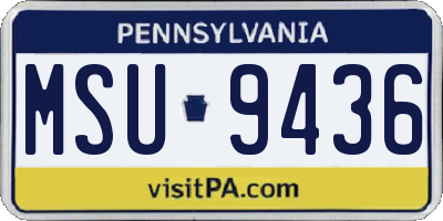 PA license plate MSU9436