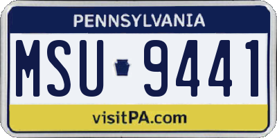 PA license plate MSU9441