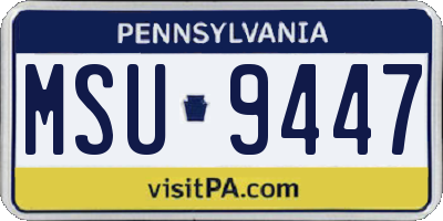 PA license plate MSU9447