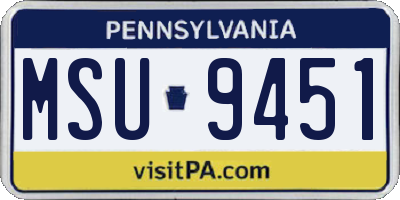 PA license plate MSU9451