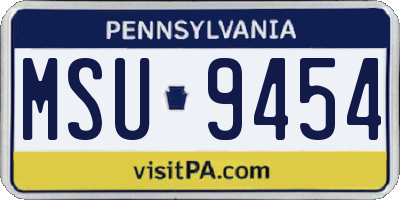 PA license plate MSU9454
