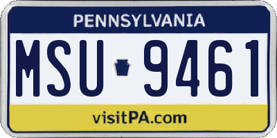 PA license plate MSU9461