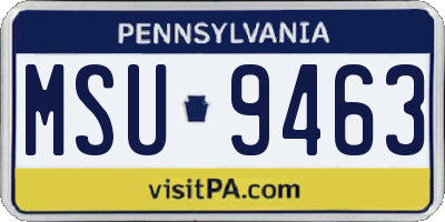 PA license plate MSU9463