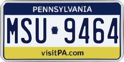 PA license plate MSU9464