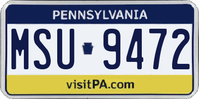 PA license plate MSU9472