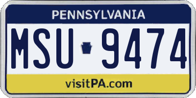 PA license plate MSU9474