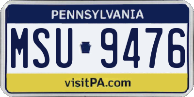 PA license plate MSU9476