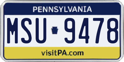 PA license plate MSU9478