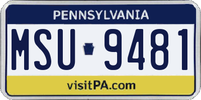 PA license plate MSU9481