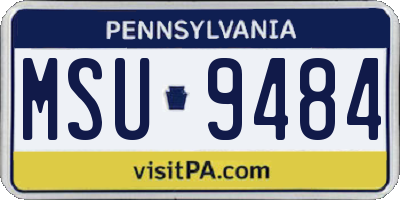 PA license plate MSU9484