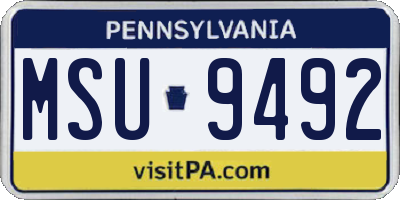 PA license plate MSU9492