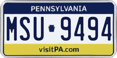 PA license plate MSU9494