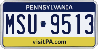 PA license plate MSU9513