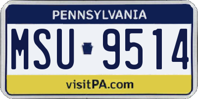 PA license plate MSU9514