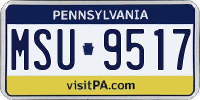 PA license plate MSU9517