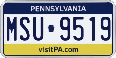 PA license plate MSU9519