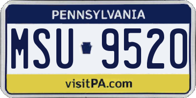 PA license plate MSU9520