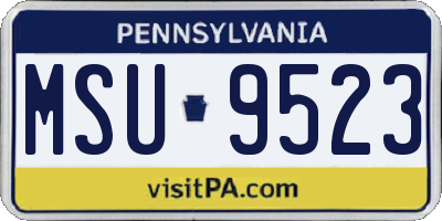 PA license plate MSU9523