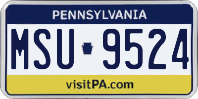 PA license plate MSU9524