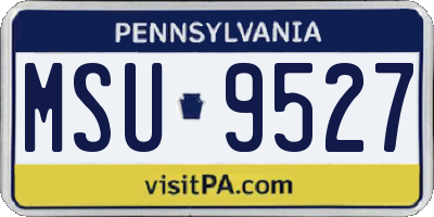 PA license plate MSU9527