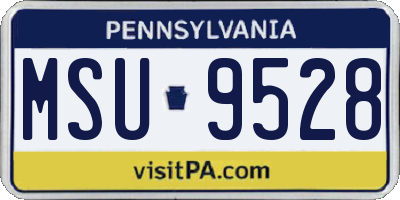 PA license plate MSU9528