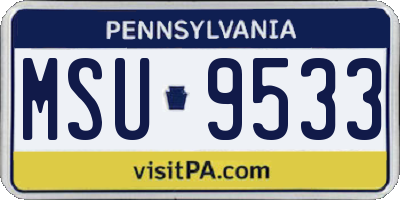 PA license plate MSU9533