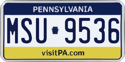 PA license plate MSU9536