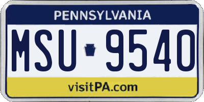 PA license plate MSU9540