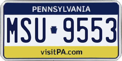 PA license plate MSU9553