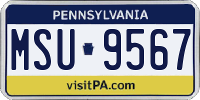 PA license plate MSU9567