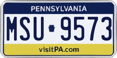 PA license plate MSU9573