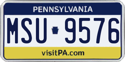 PA license plate MSU9576