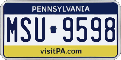 PA license plate MSU9598