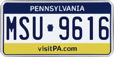 PA license plate MSU9616