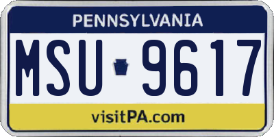PA license plate MSU9617