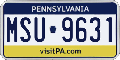 PA license plate MSU9631