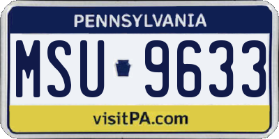 PA license plate MSU9633