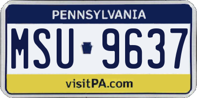 PA license plate MSU9637