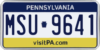 PA license plate MSU9641