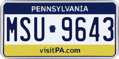 PA license plate MSU9643