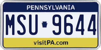 PA license plate MSU9644