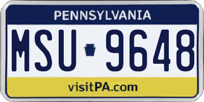 PA license plate MSU9648